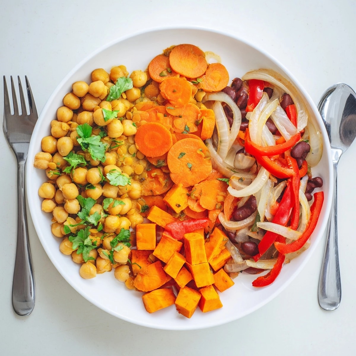 Scooping flavorful Single-Pan Global Curries from the pan, aromatic spice filling air.