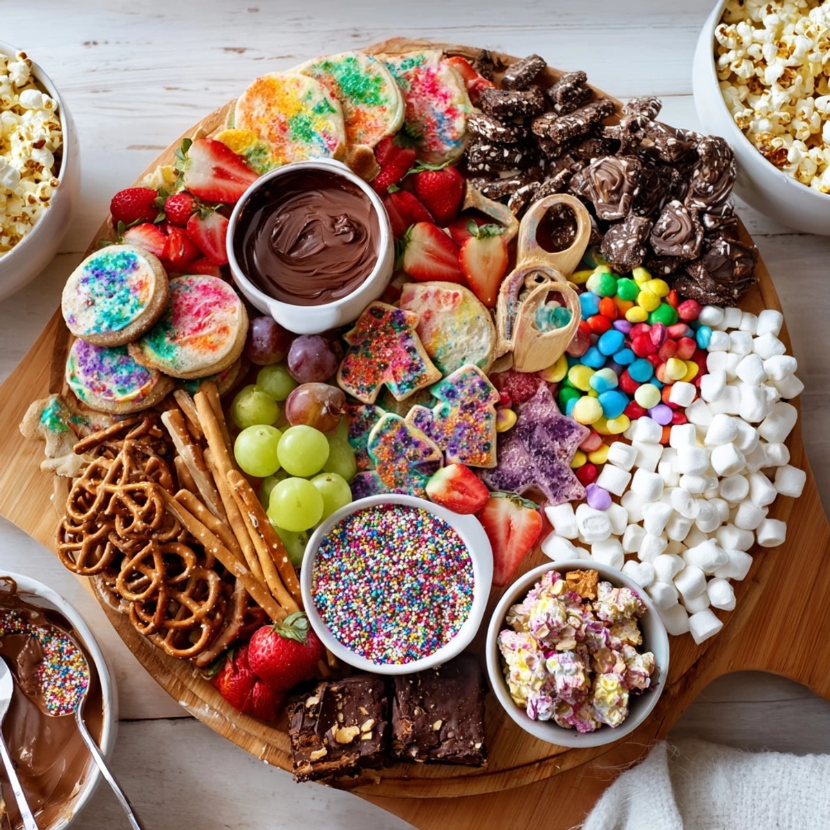 Decadent dessert boards recipe with arranged cookies, chocolates, and fresh fruit; ready to share.