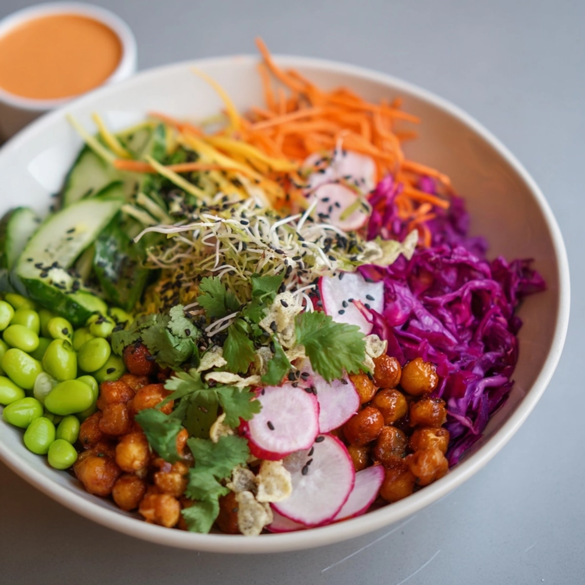 Close up of a vibrant ASMR Crunch Snack Bowl, ready to enjoy its crunchness.