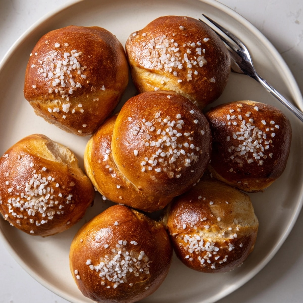 Warm, salty Soft Pretzel Bites baking sheet view; a satisfying snack is ready!