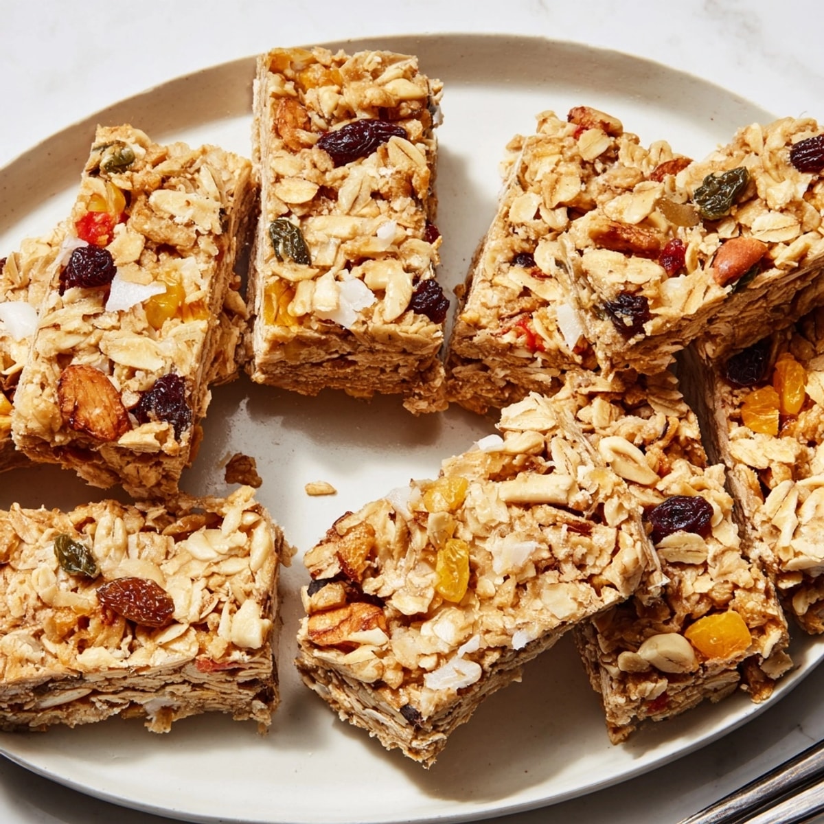 Easy recipe: Warm, fragrant Baked Oatmeal Bars cooling on a wire rack after baking.