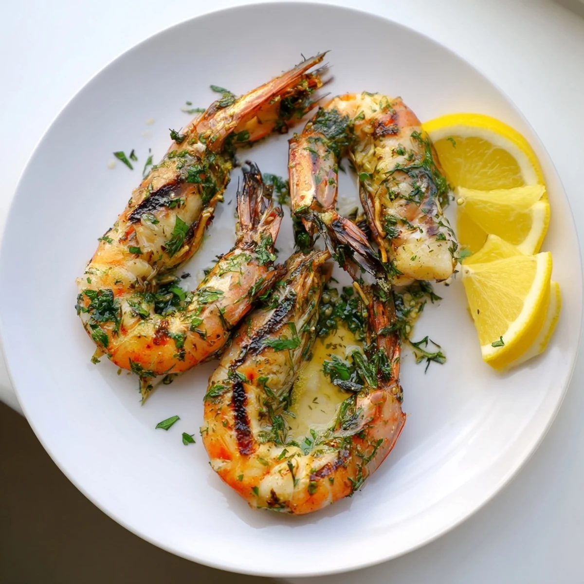 Vibrant photo of cooked Lemon Herb Grilled Shrimp: a delicious, Mediterranean-inspired summer main course.