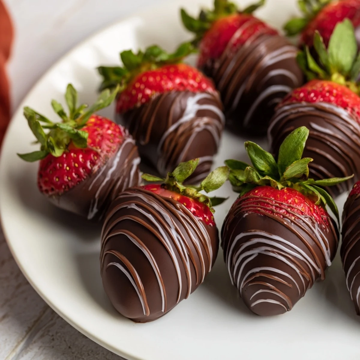 Freshly dipped chocolate strawberries, glistening and ready, a decadent dessert for sharing or gifting.