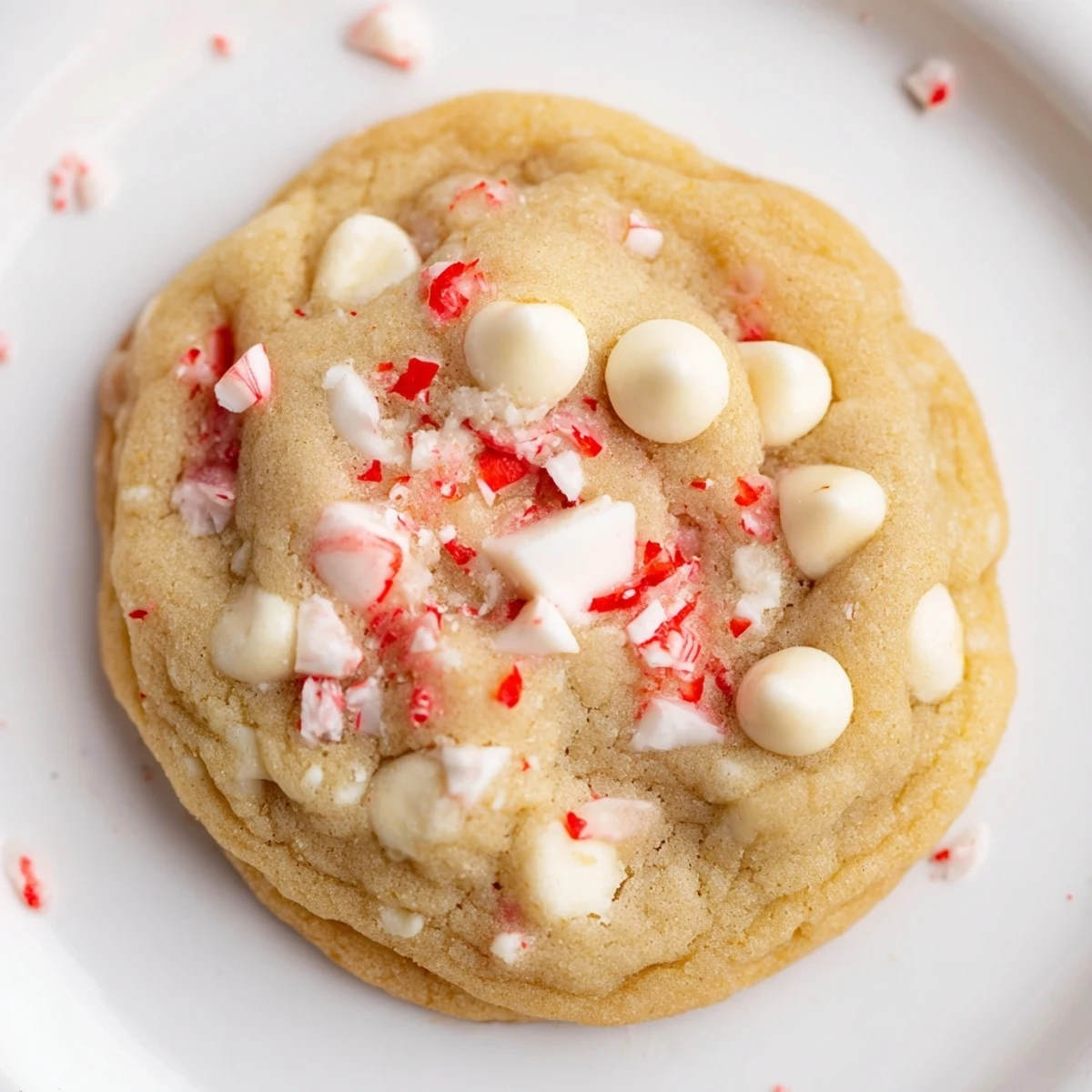 Warm, inviting image of freshly baked Peppermint White Chocolate Cookies, glistening with melted chocolate.