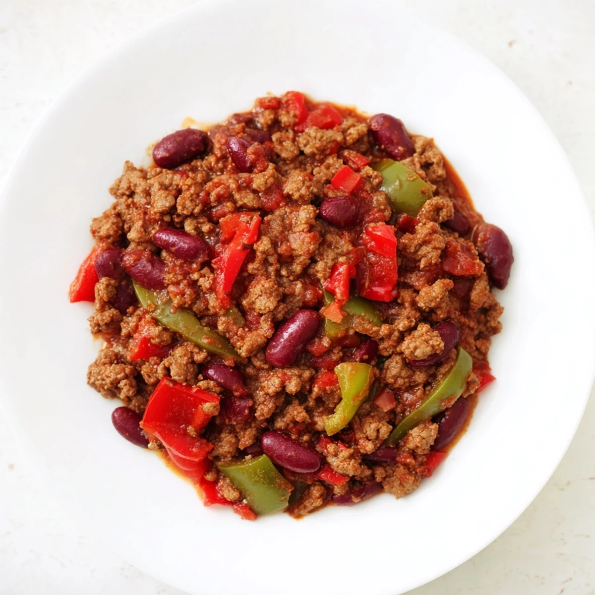 Steaming Spicy Beef Chili with Kidney Beans, a flavorful dish topped with fresh cilantro and cheese.