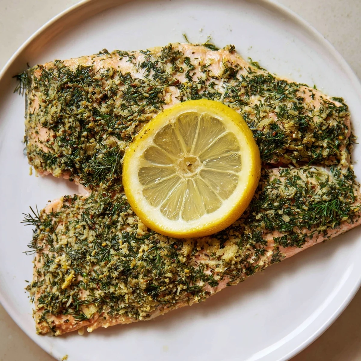 Baked Lemon Herb Trout Fillets, glistening with a vibrant lemon-herb marinade, ready to be served and enjoyed.