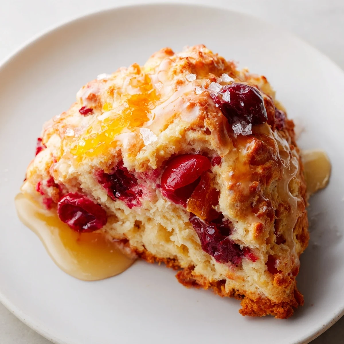 Warm Cranberry Orange Scones, flaky and buttery, with a sweet, citrus glaze are ready to enjoy.
