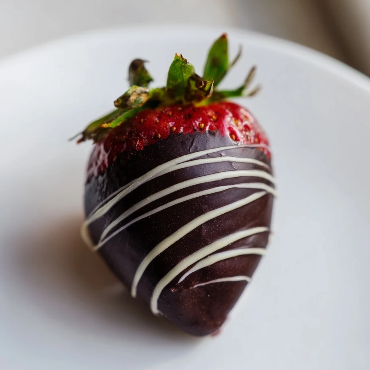 Beautiful arrangement of chocolate strawberries, showcasing their tempting, rich chocolate coating.