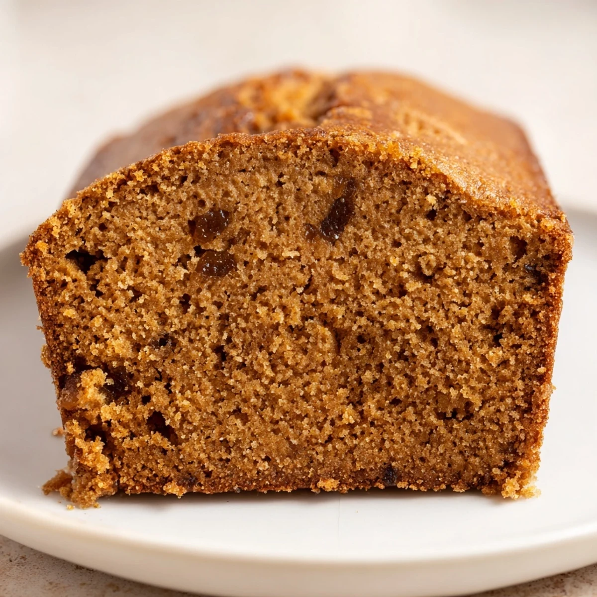 Warm gingerbread loaf slices, drizzled lightly, perfect for a cozy afternoon snack.