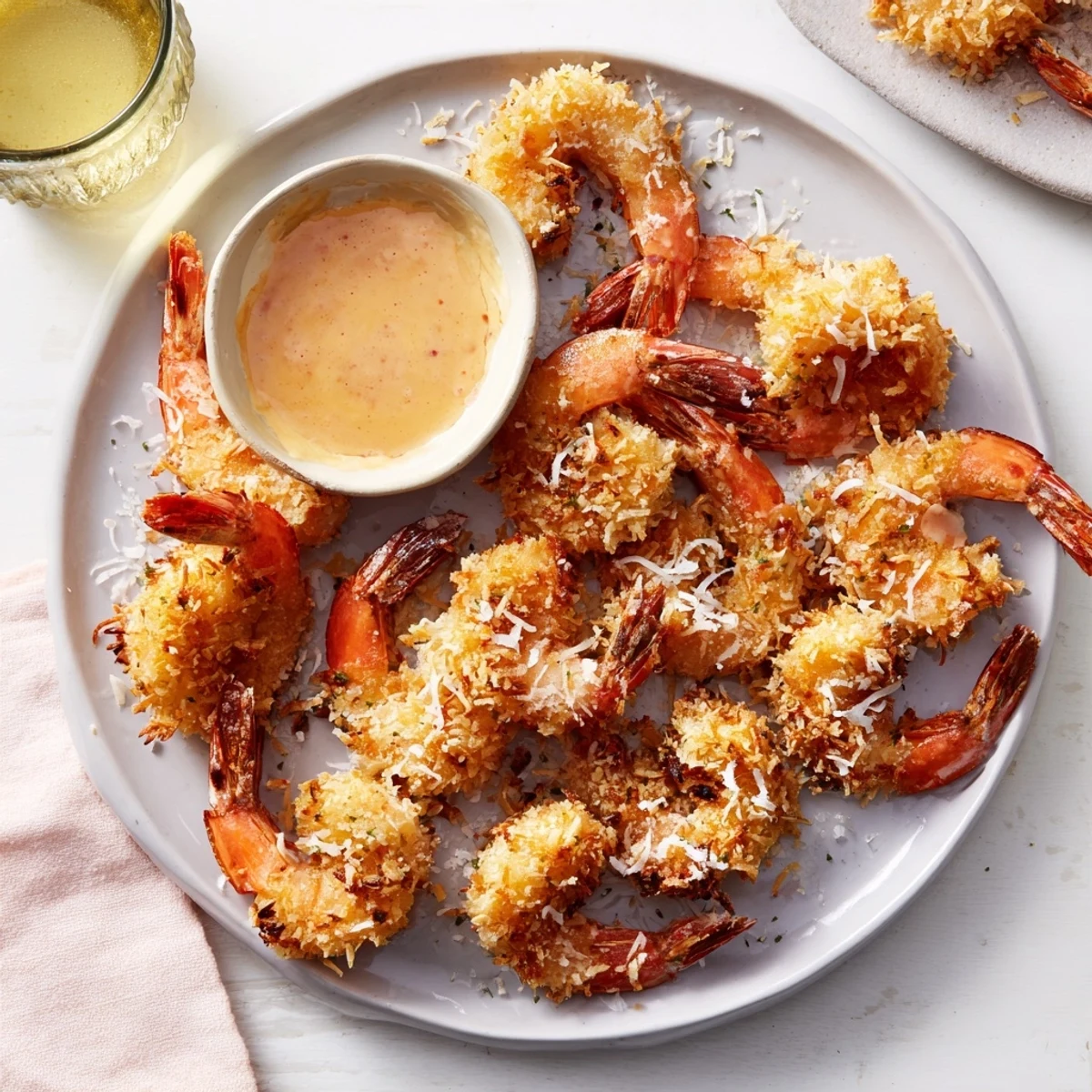 Golden, crispy coconut shrimp, perfectly fried and ready to dip in sweet chili sauce for dinner.