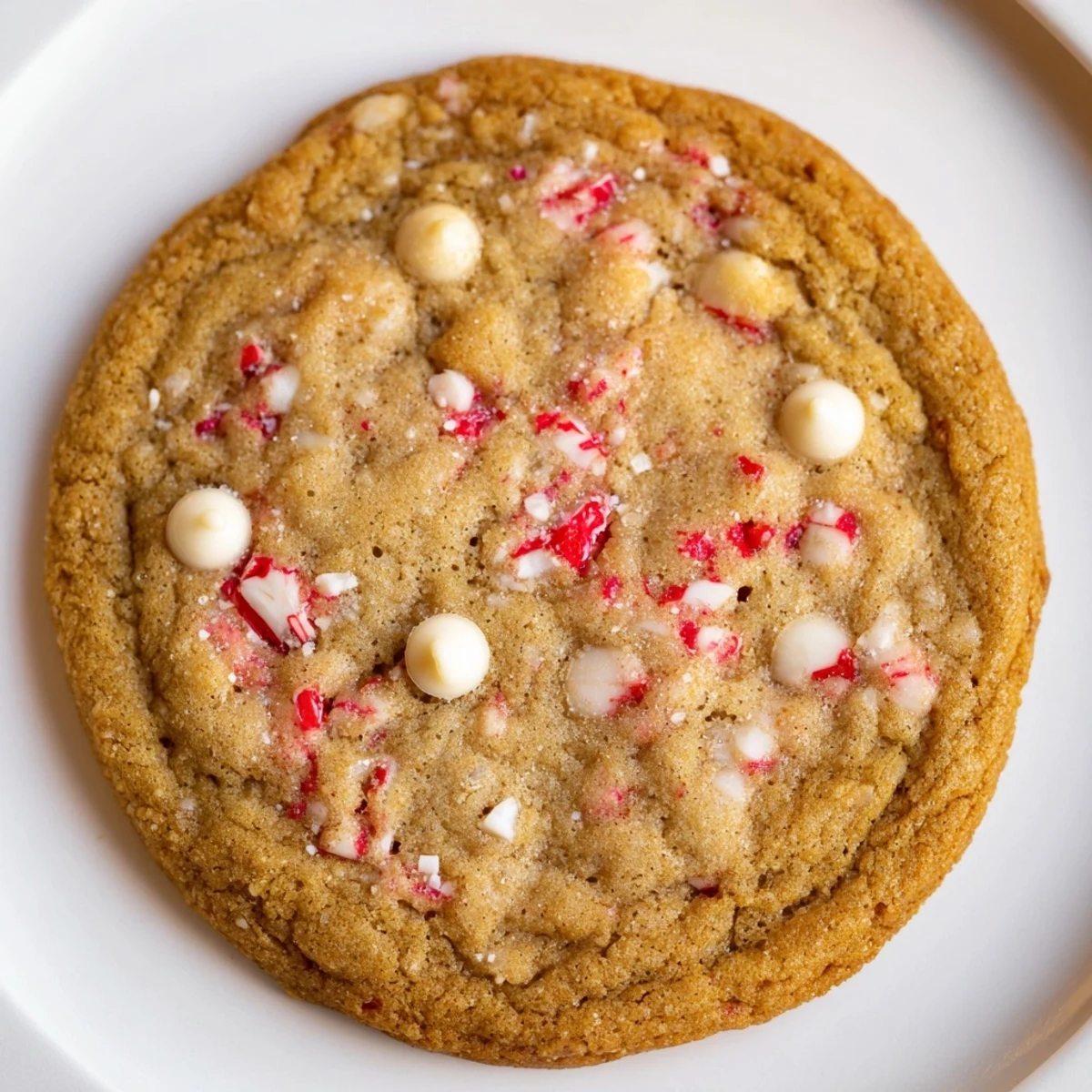 Freshly baked Crisp Peppermint Cookies, dusted with crushed candy canes, ready to be enjoyed.