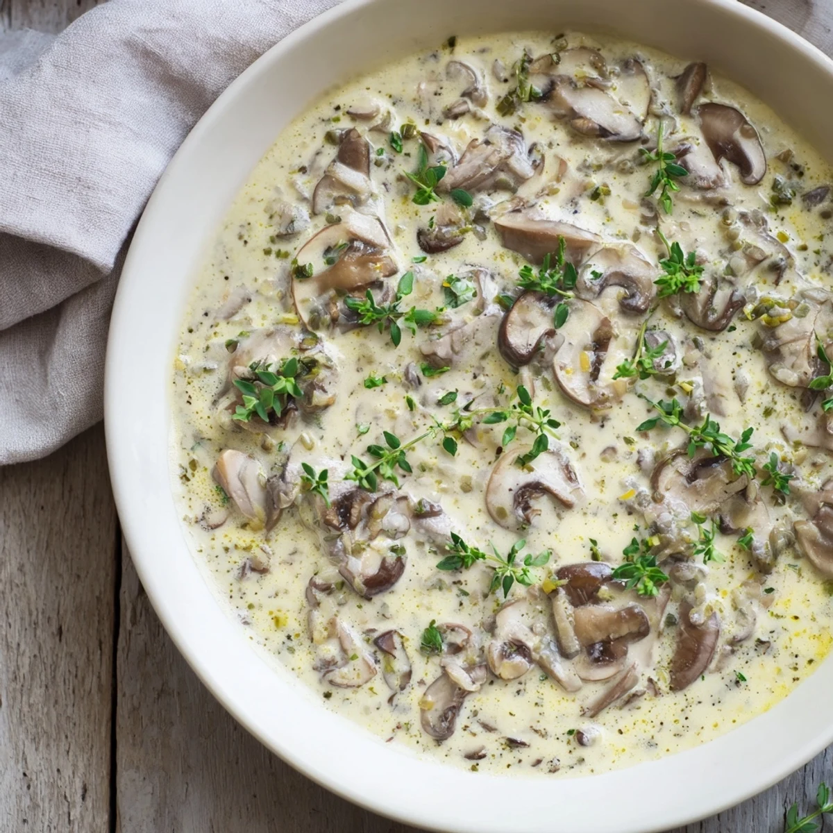 Creamy mushroom sauce glistening over pasta, a flavorful vegetarian dinner option tonight.