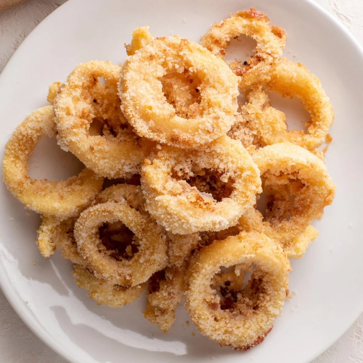 Close-up of freshly fried crispy onions; imagine their satisfying crunch in every bite of this side.