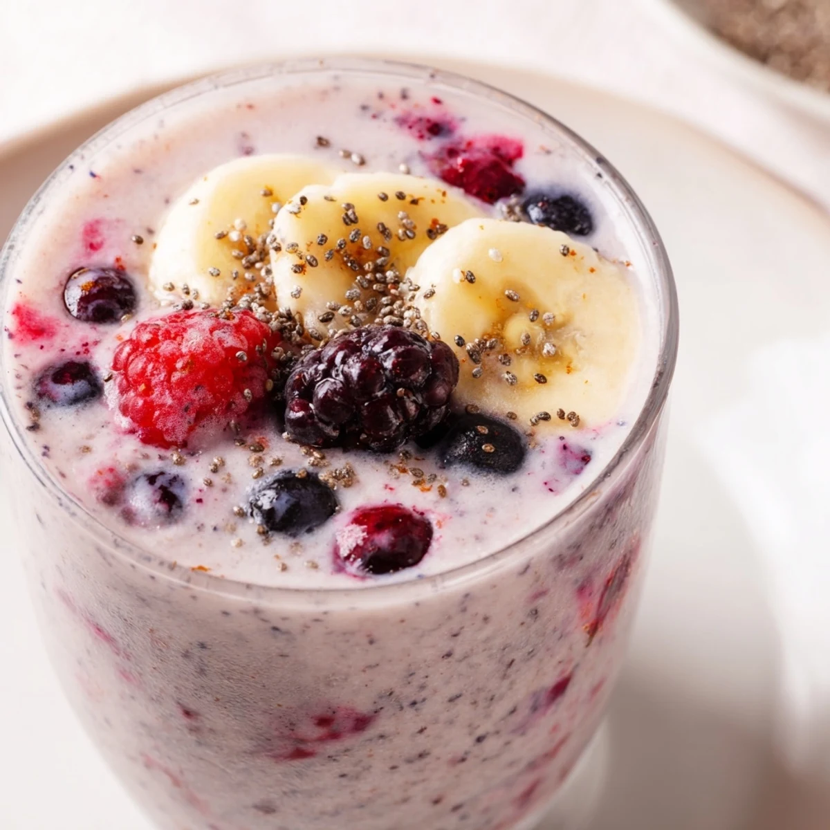 Enjoy a refreshing glass of this sweet and spiced Winter Berry Smoothie for a winter treat.