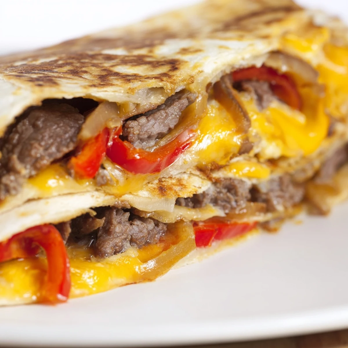 Freshly made Salsa and Guacamole sit beside toasted flour tortillas stuffed with seasoned beef and shredded cheese.