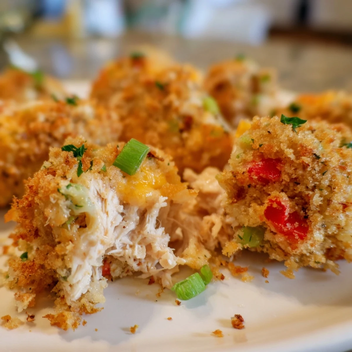 Freshly baked Chicken Treat Bites cooling on a rustic wooden board, ready to snack.