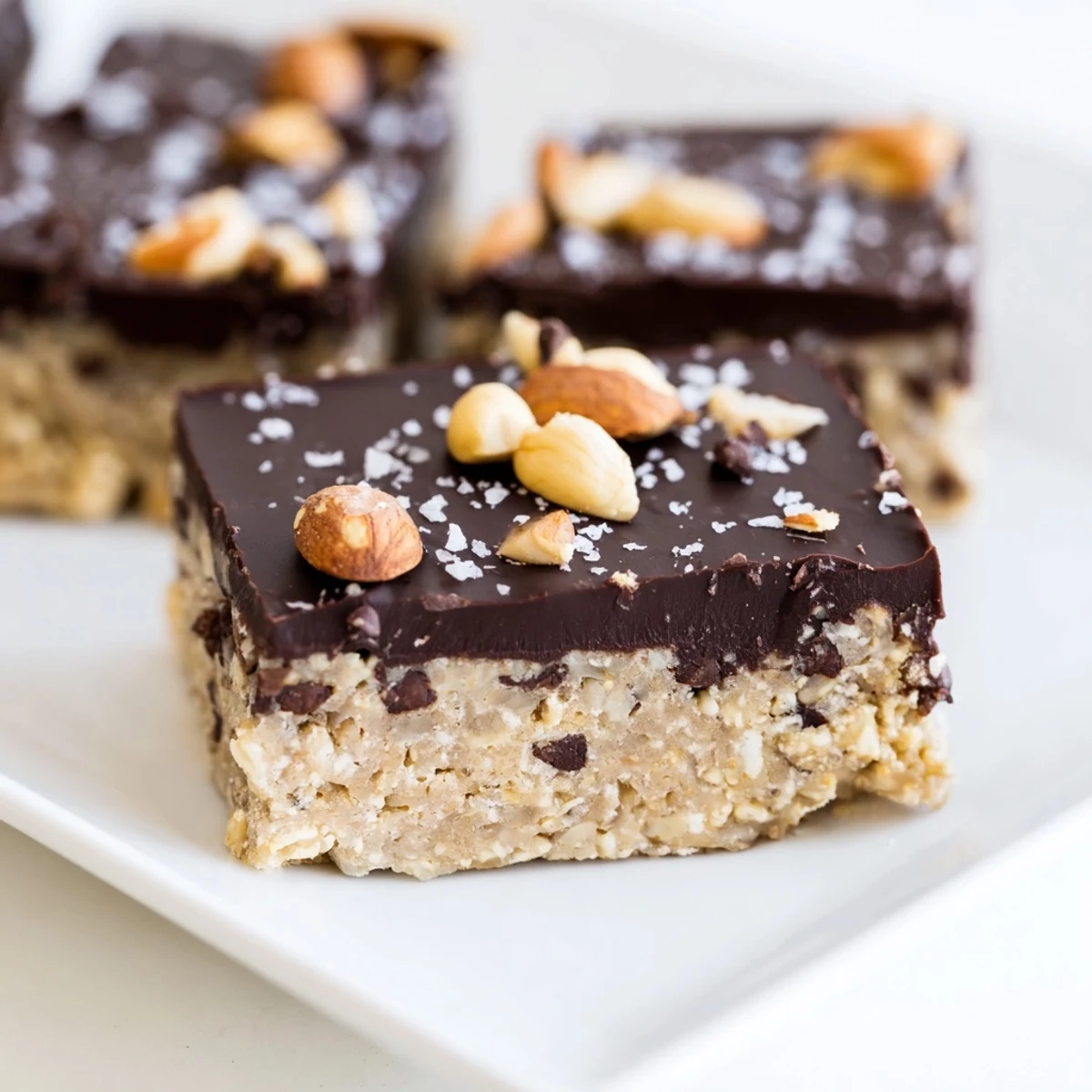 Homemade chocolate treat bar cooling on parchment, showing a rich, layered texture with a buttery cookie base.