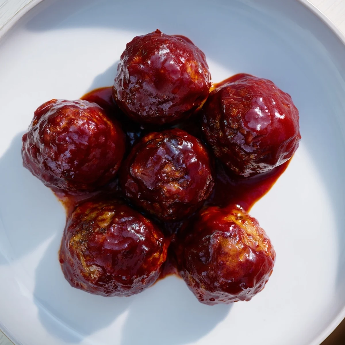 Glazed Game Day BBQ Beef Meatballs piled high on a rustic platter, glistening with tangy barbecue sauce and fresh parsley garnish.