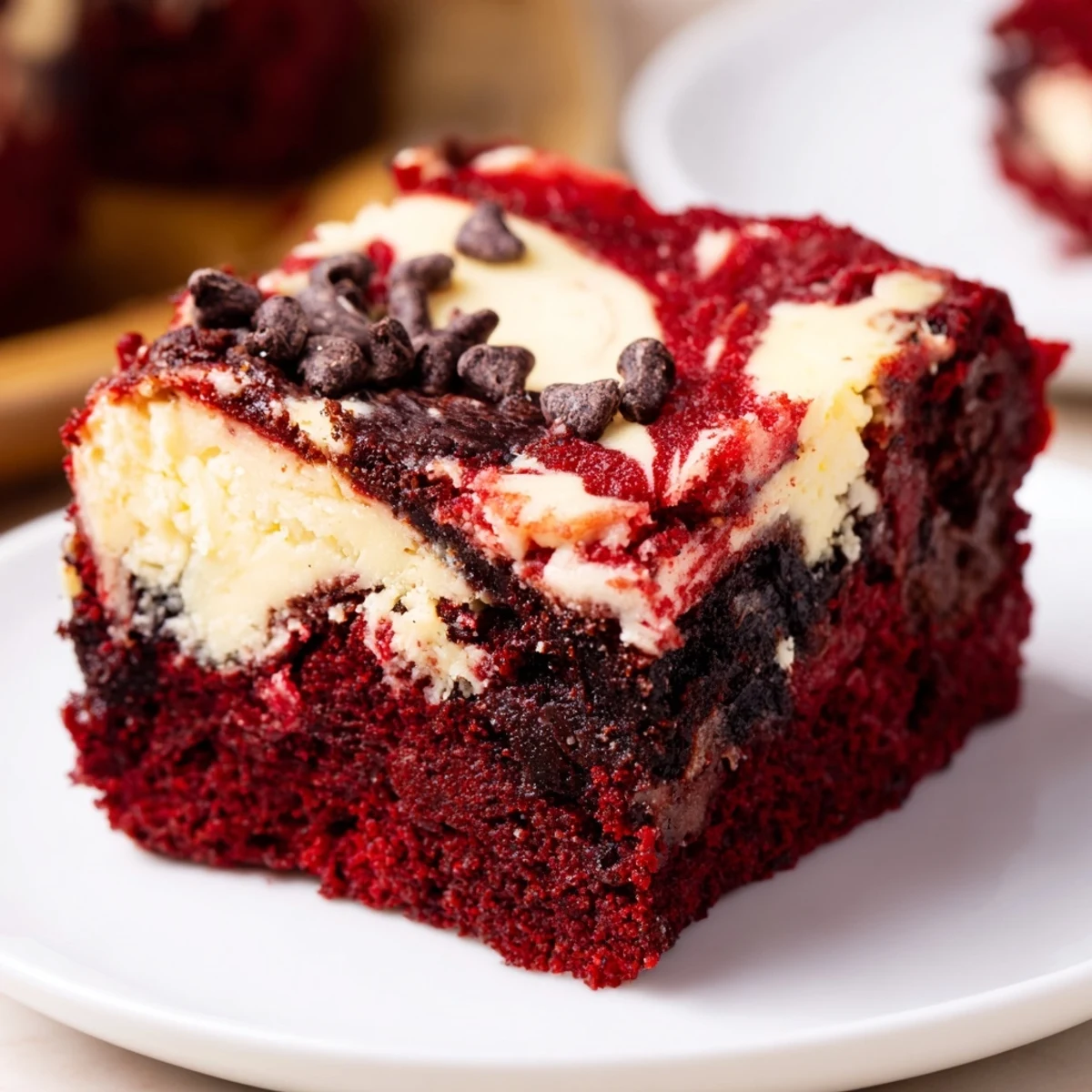 Freshly baked Red Velvet Cheesecake Brownie Bites cooling on a wire rack next to a glass of milk.