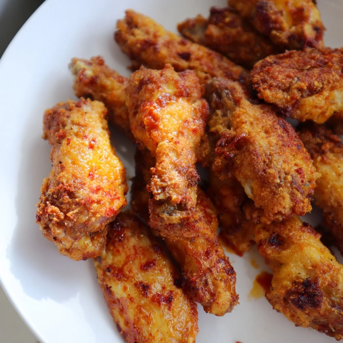 Golden brown Tailgate Crispy Air Fryer Chicken Wings piled high, seasoned with paprika and ready to serve with cool ranch dip at a fun game day spread.
