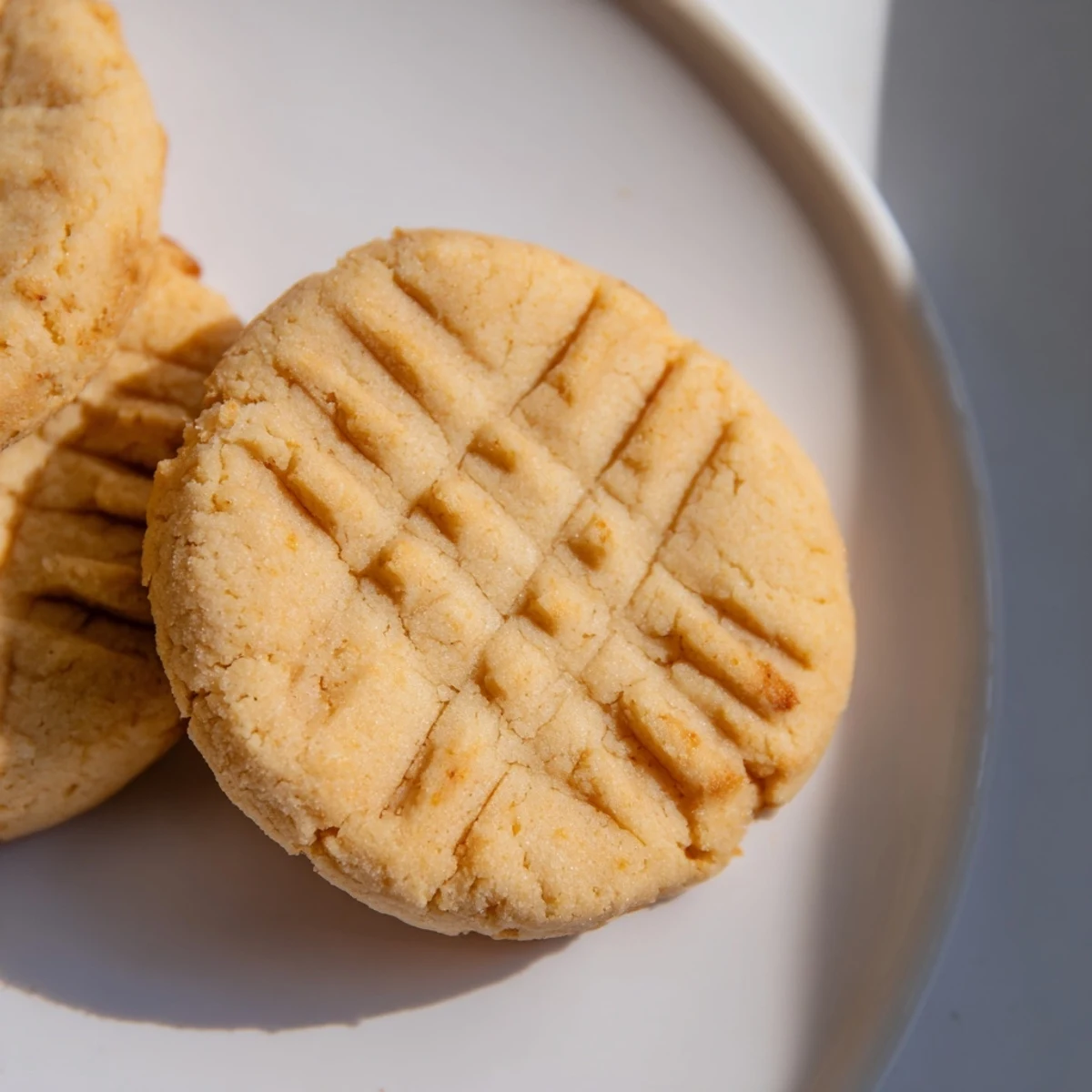 Warm Keto Butter Cookies stacked on a rustic wooden plate, dusted with powdered sweetener, hinting at their delicate crumble and sweet vanilla scent for an elegant dessert presentation.