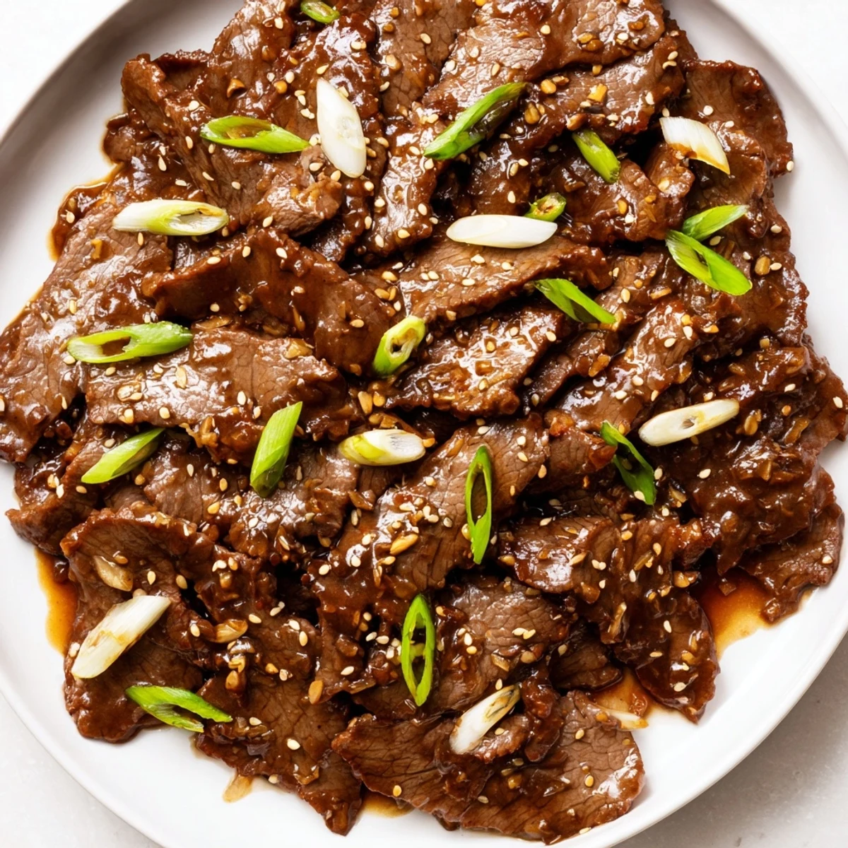 Savory Ultimate Slow Cooker Mongolian Beef simmering in a rich sauce alongside steamed rice and broccoli for dinner.