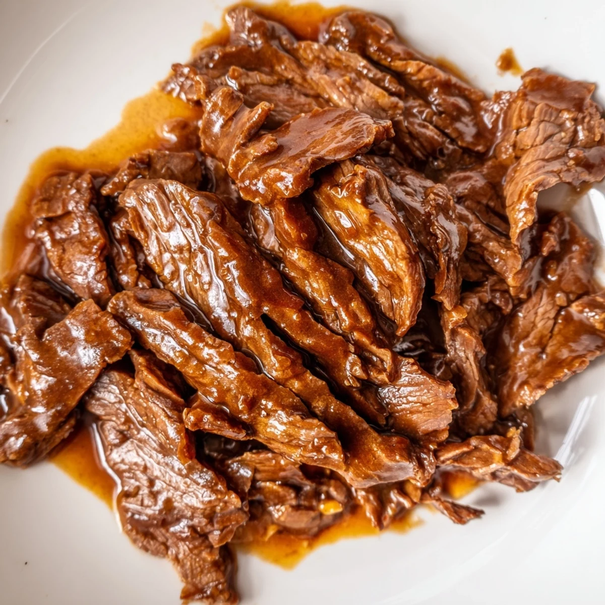 A slow cooker filled with Ultimate Slow Cooker Mongolian Beef next to steamed vegetables and rice on a rustic table.