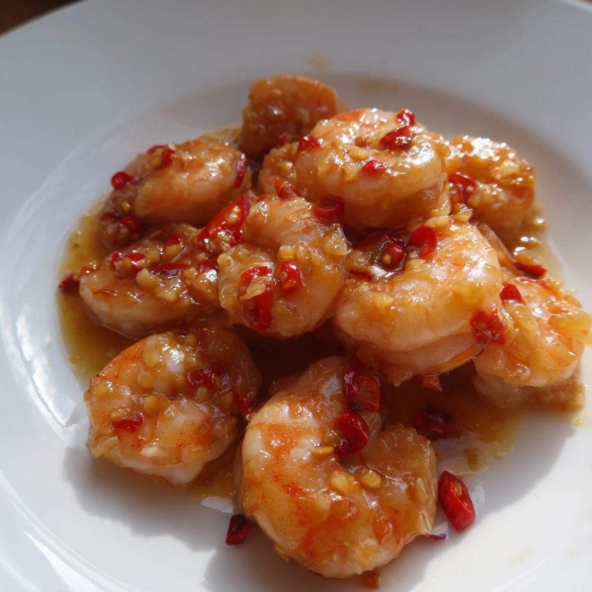Close-up view of juicy spicy lemongrass shrimp with coconut rice, highlighting the steaming jasmine grains and fresh herb garnish.