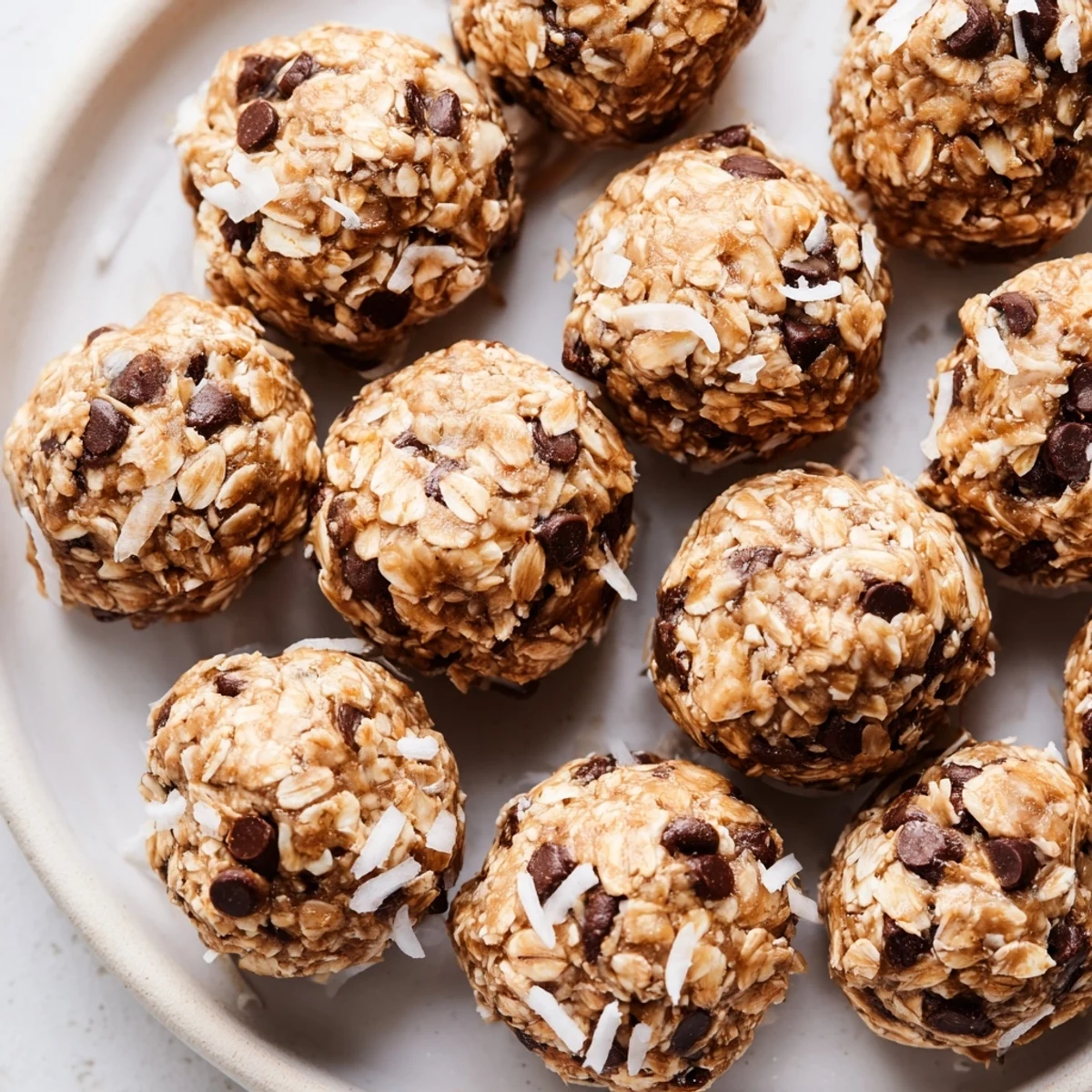 Easy No Bake Chocolate Chip Energy Bites are rolled oats and peanut butter balls with chocolate chips.