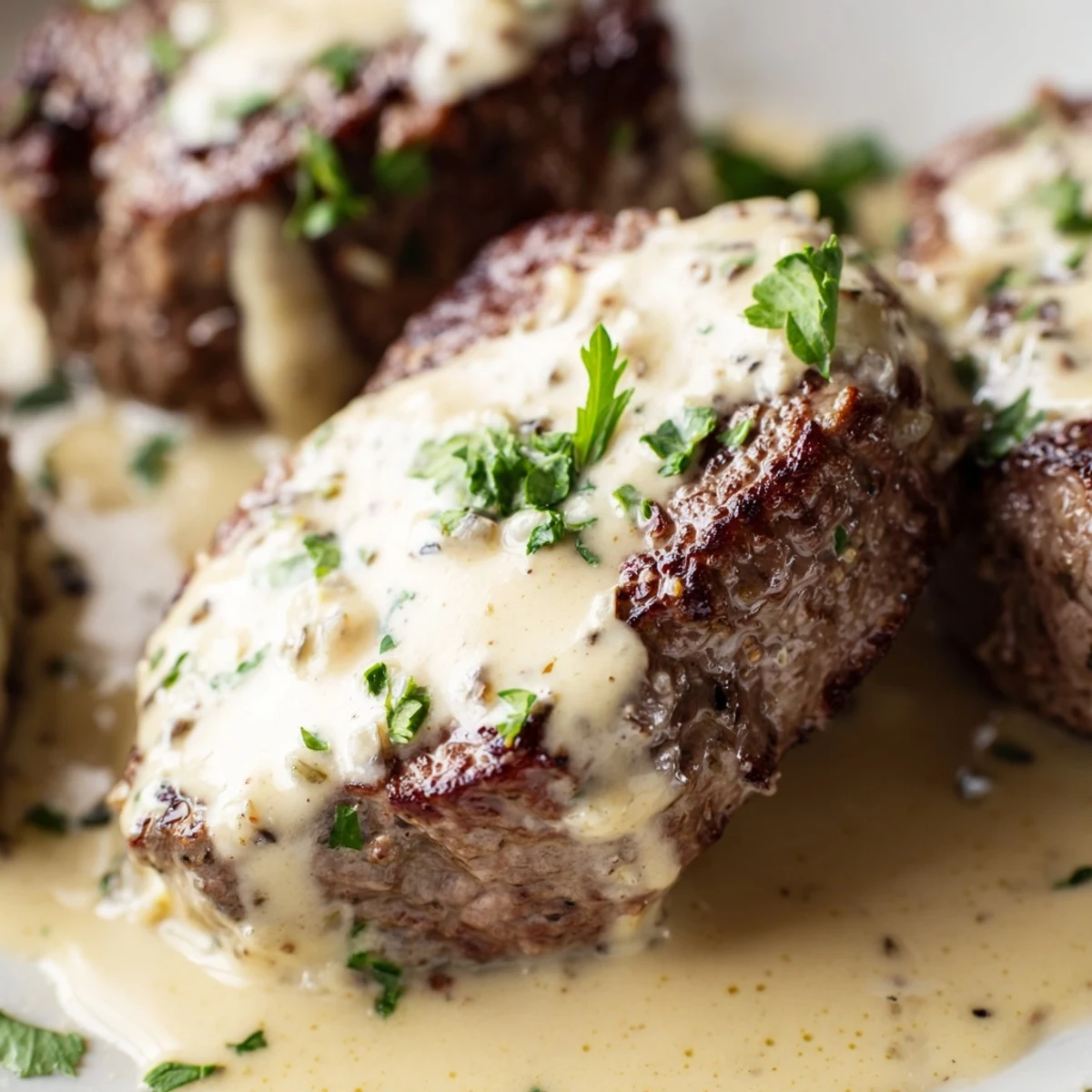 Enjoy Garlic Butter Steak With Parmesan Cream Sauce served alongside roasted asparagus and creamy mashed potatoes for a comforting, elegant dinner.