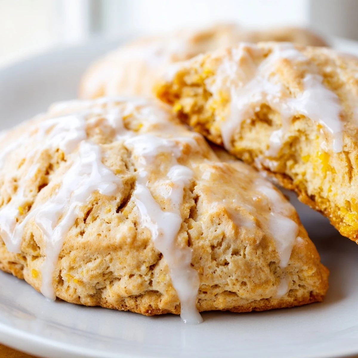 Nine tender baked biscuits swimming in melted peach butter topped with sweet vanilla icing