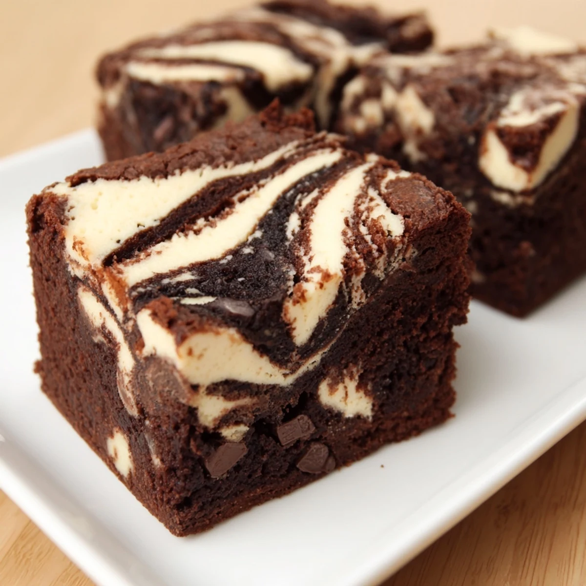 Decadent chocolate brownies with creamy vanilla cheesecake swirl baked until perfectly set