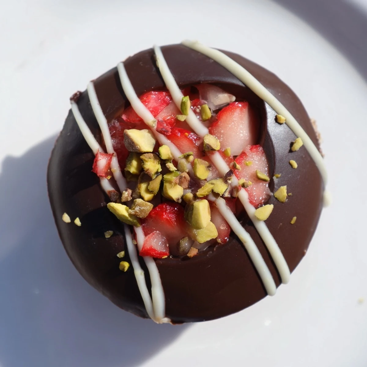 Dubai chocolate covered strawberry cups topped with crushed pistachios and edible gold