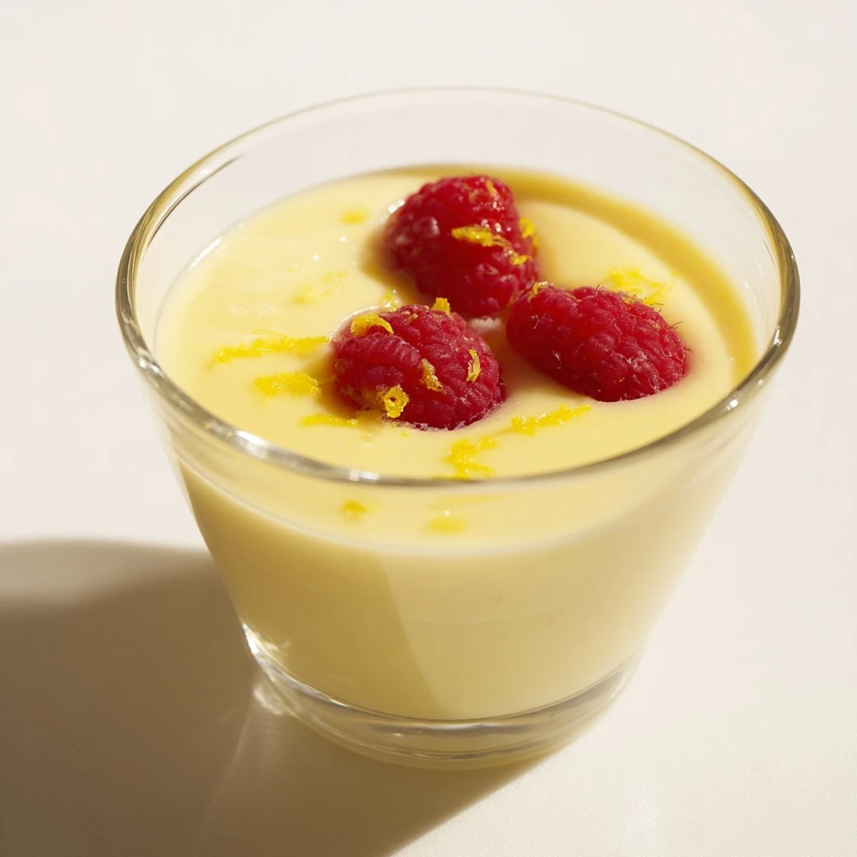 Creamy lemon posset dessert served chilled in white ramekins with shortbread cookies