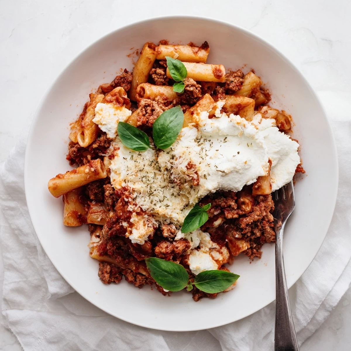 Golden baked ziti with bubbling mozzarella and rich tomato sauce in a slow cooker