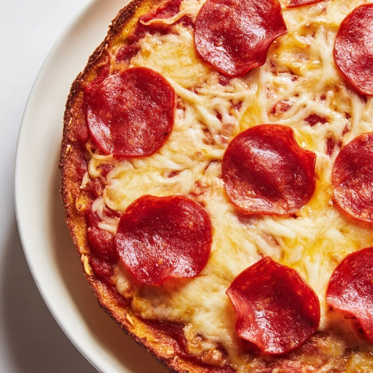 Golden Pizza Hut pan pizza with thick crispy crust and bubbling melted cheese topping