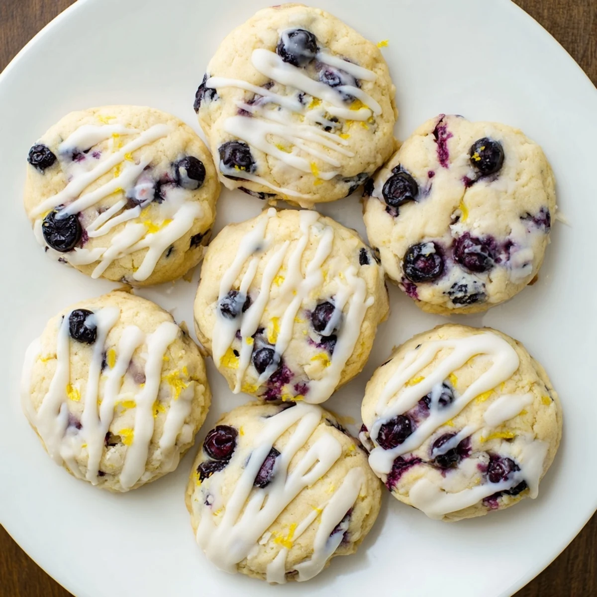 Golden baked lemon blueberry cheesecake cookies with creamy centers and juicy fruit