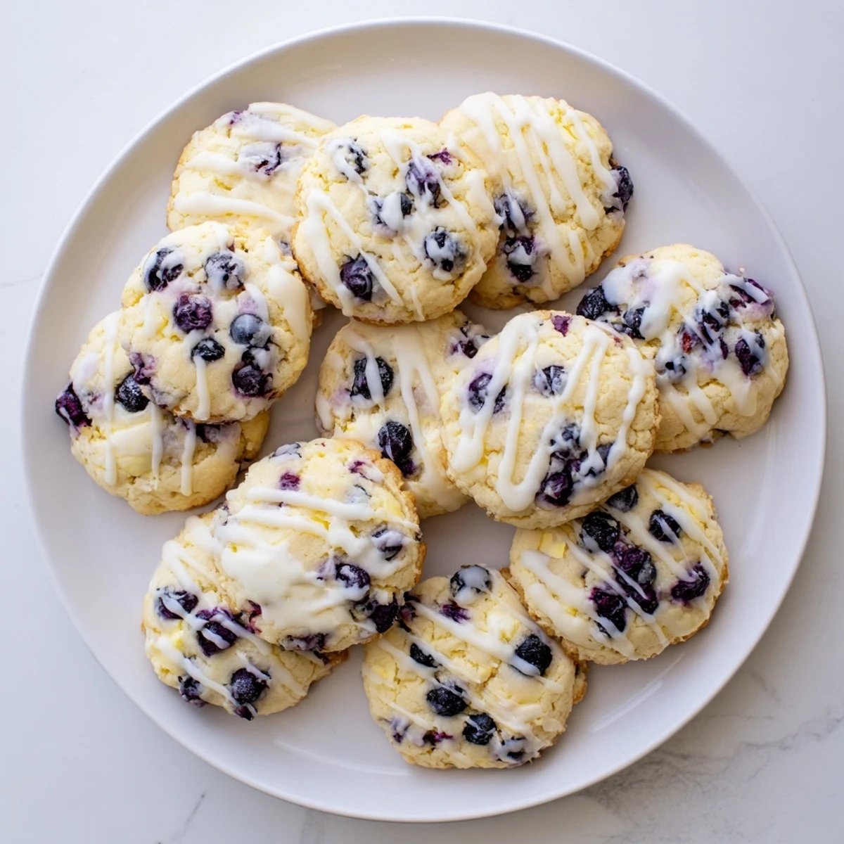 Fresh blueberry studded lemon cookies with hidden cheesecake filling and lightly crisped edges