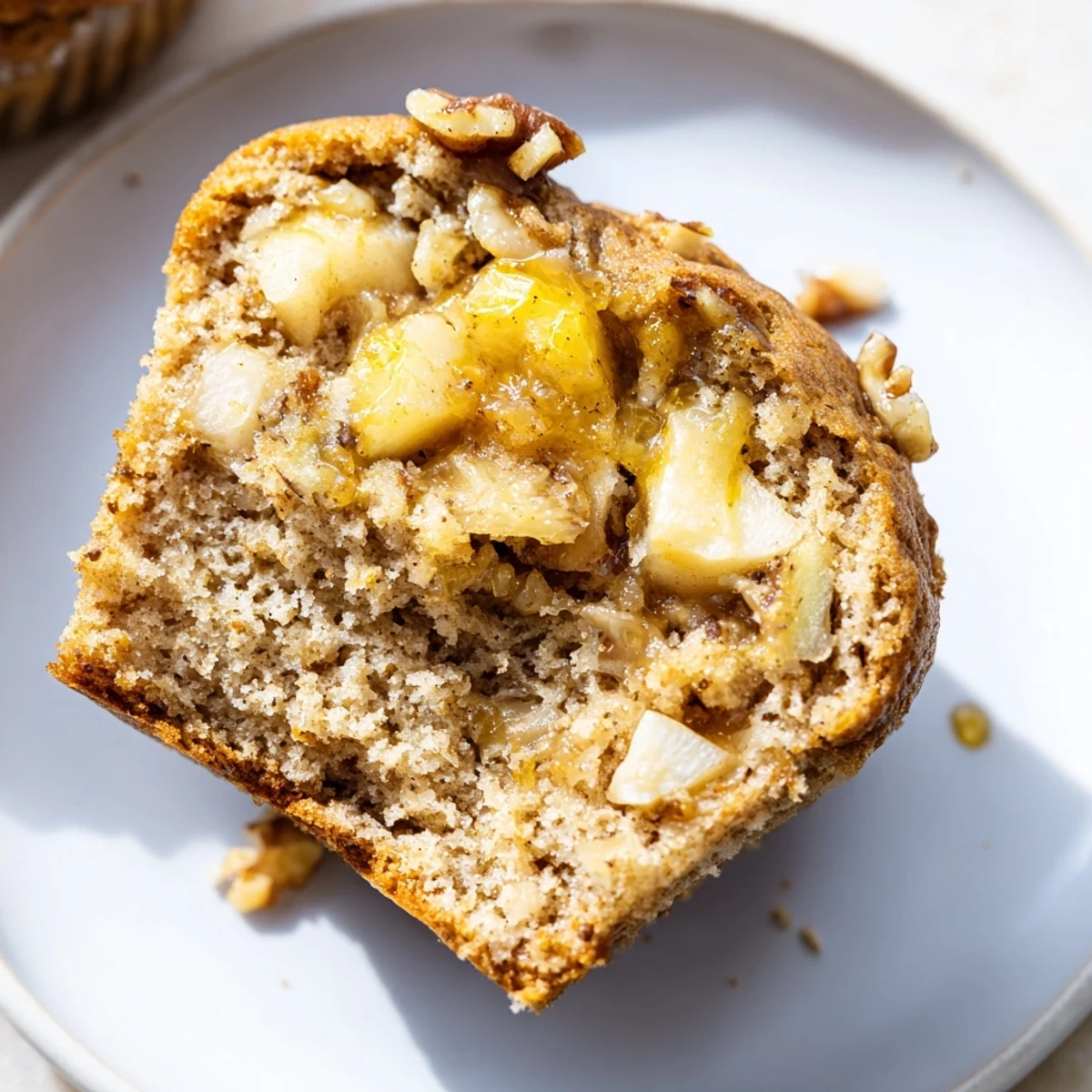 Golden brown Healthy Apple Cinnamon Greek Yogurt Muffins topped with honey