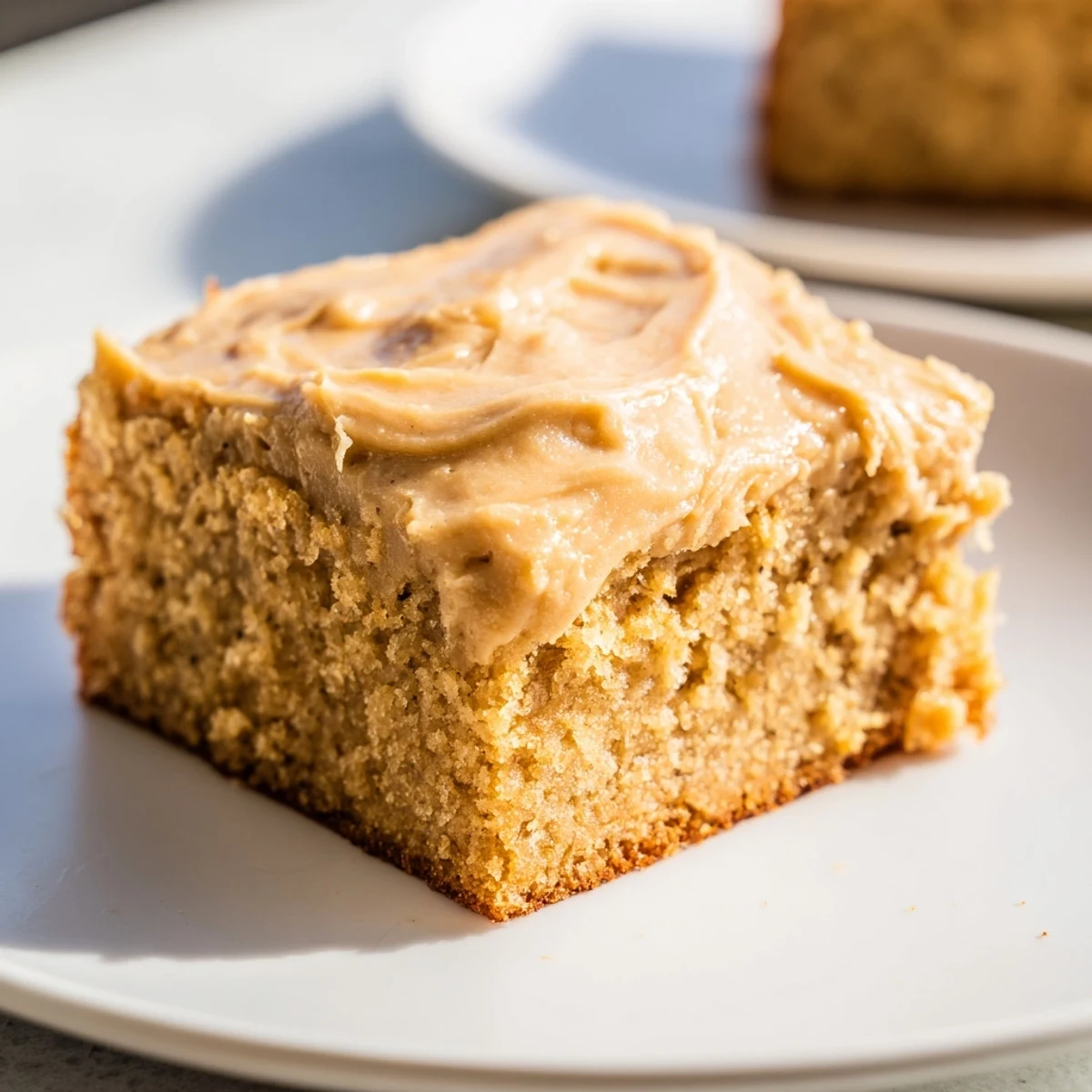 Fudgy banana bread brownies cut into squares displaying rich brown butter frosting and moist texture