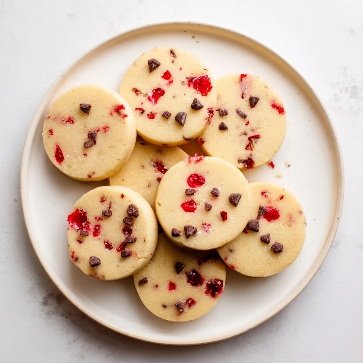 Buttery Christmas Maraschino Cherry Shortbread cookies cooling on wire rack ready for holiday dessert platter