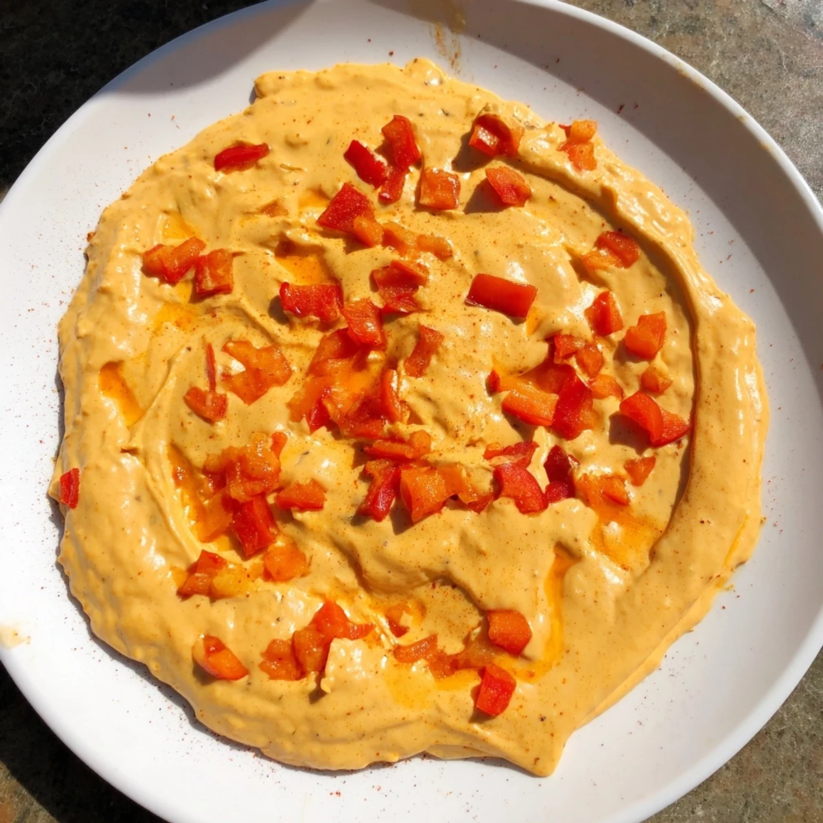 Creamy dairy-free nacho cashew cheese sauce drizzled generously over crispy tortilla chips