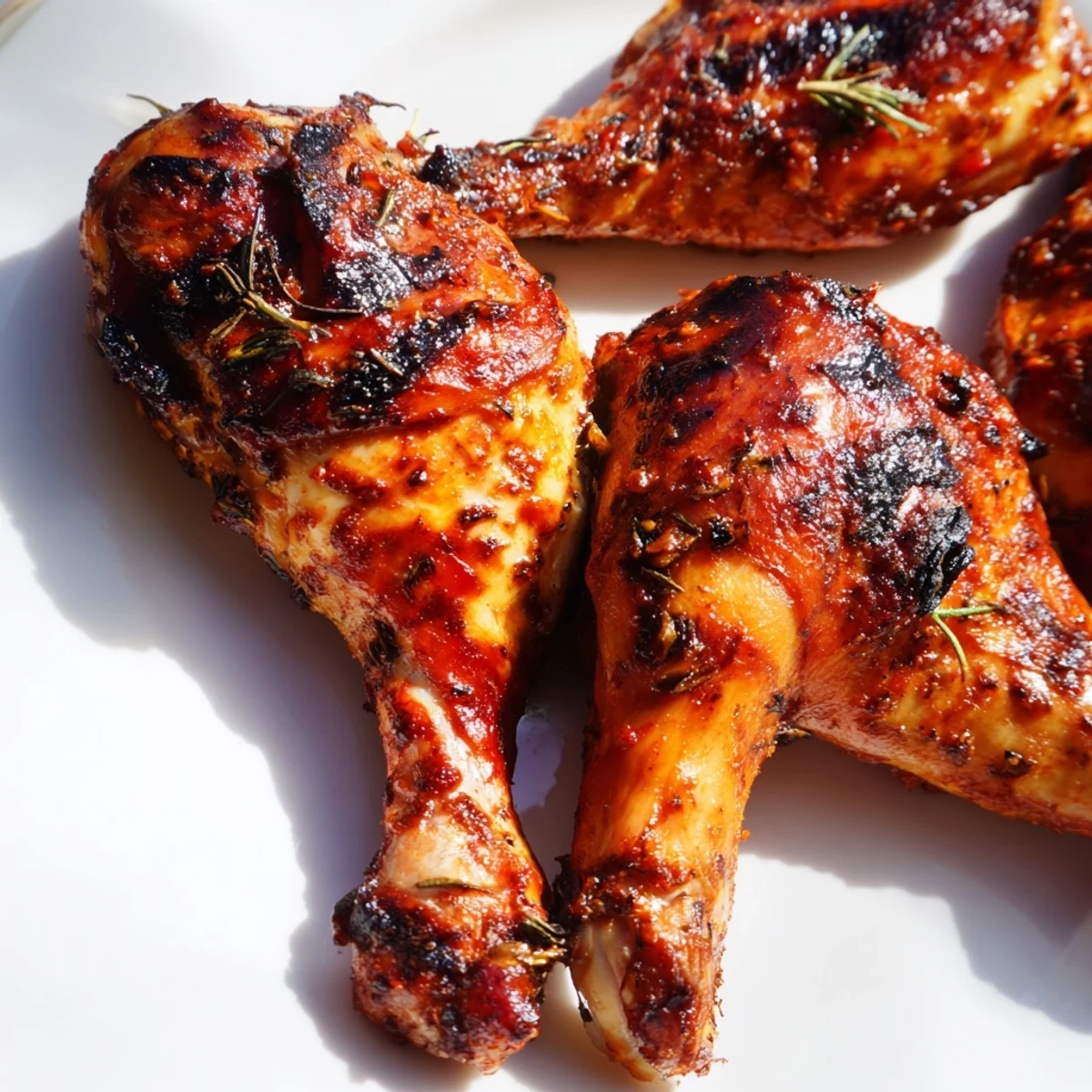 Sizzling Jamaican jerk chicken thighs with charred crispy skin and spicy marinade