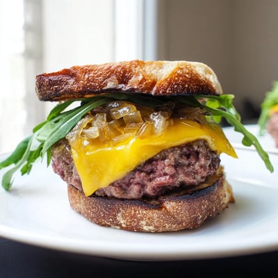 Freshly grilled Beef Sliders with Caramelized Onions and Cheddar served on soft buns.